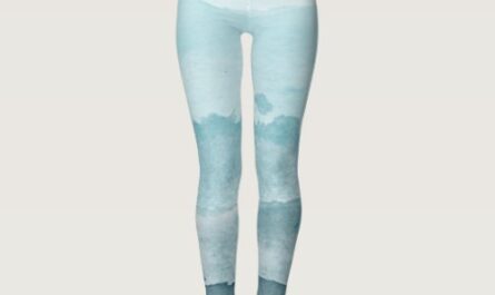 Abstract watercolor blue sea leggings