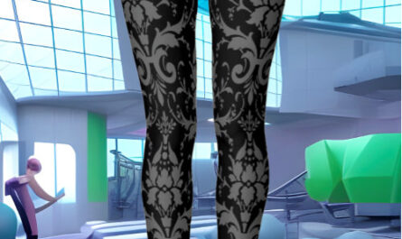 Black Damask Pattern Women's Workout Leggings