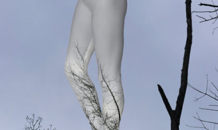 Black Silhouette Branches Gray Sky Leggings