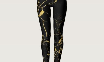 Black with Gold Foil Marble Pattern Leggings