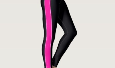 Black with Neon Pink Stripes Leggings