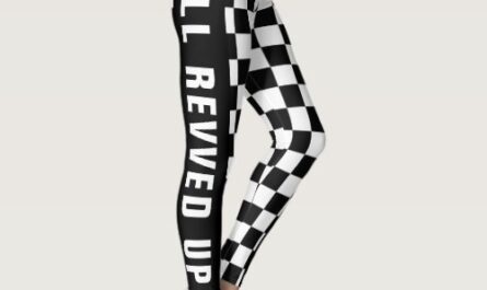 Custom Text Black And White Checkered Flag Pattern Leggings