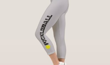 Grey PickleBall Player High Waisted Sports Capri Leggings