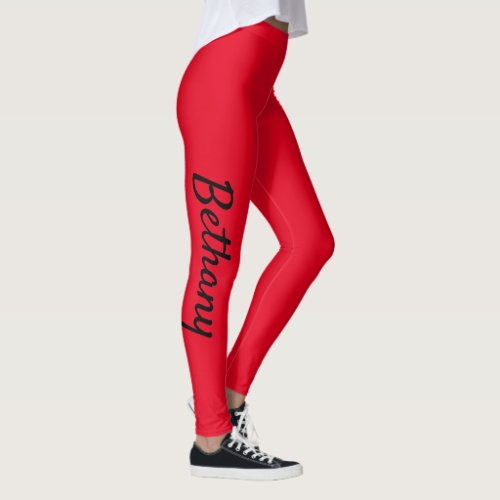 Red Personalized Custom XS (0-2) to XL (16) Leggings