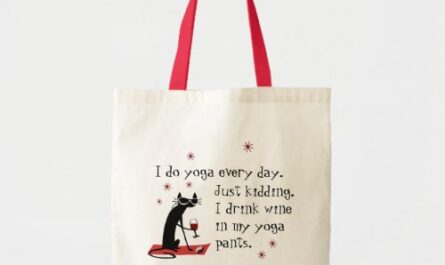Wine in My Yoga Pants Funny Quote with Cat Tote Bag