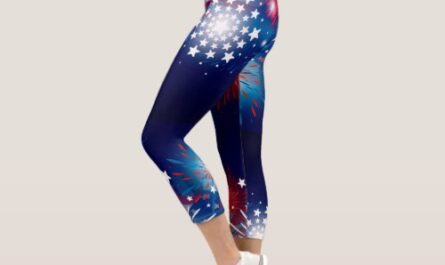 4th of July Fireworks Sparklers Red White Blue Capri Leggings