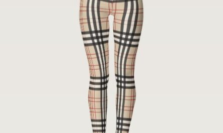 Beige Plaid Tartan Checkered Pattern Leggings