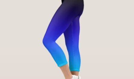 Black Indigo and Aqua Blue Ombre Capri Leggings