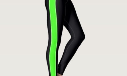 Black with Neon Green Stripes Leggings