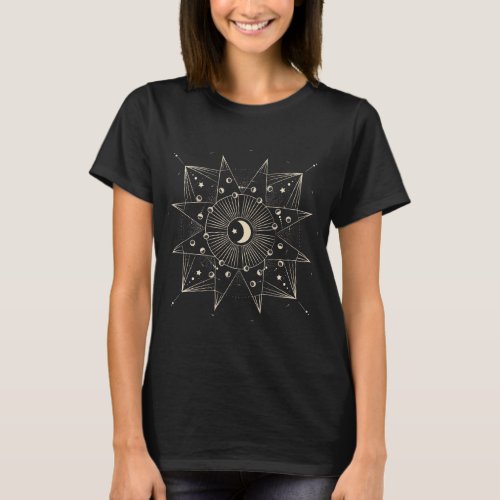 Boho Sun and Moon Phases Celesital T-Shirt