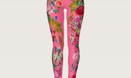 Bright Pink Vintage Rose Garden Leggings