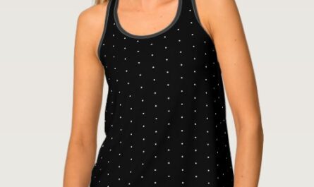 Chic black & white tiny polka dots pattern cute tank top