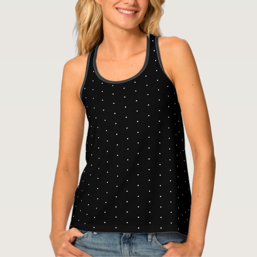 Chic black & white tiny polka dots pattern cute tank top