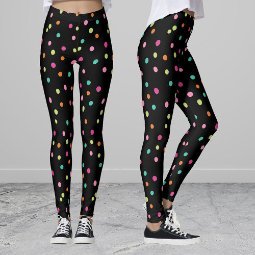 Colorful confetti sprinkles polka dot rainbow pop leggings
