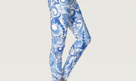 Hip Light And Dark Blue White Floral Paisley Art Leggings