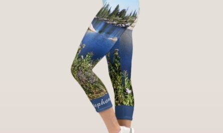 Lake and Wildflowers Personalized Name Capri Leggings