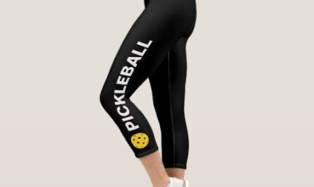 Pickleball Player Custom High Waisted Black Yellow Capri Leggings