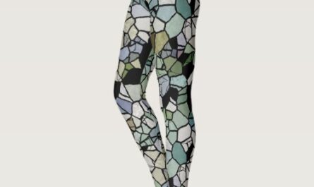 Retro Hip Taupe Teal Blue Green Mosaic Art Pattern Leggings