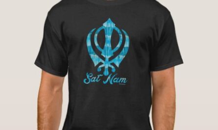 Teal Tie Dye Khanda Sikh Sikhism Symbol Black T-Shirt