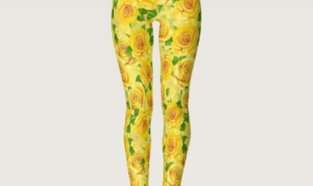 Yellow watercolor roses pattern leggings