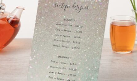 Chic Glitter Green Pink Aqua Shiny Service Price Pedestal Sign