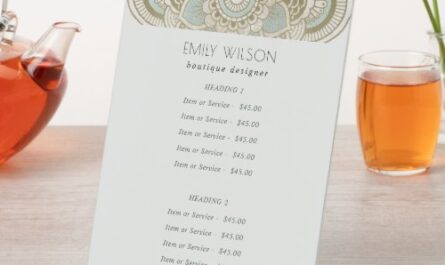 Elegant Ornate Gold Teal Mandala Service Price Pedestal Sign