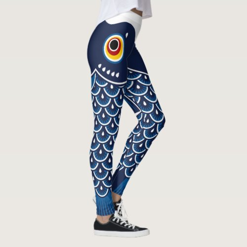 Japanese Fish Koinobori Patterned Leggings