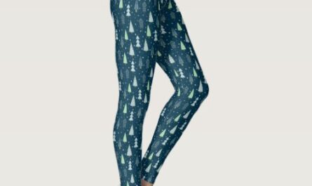 Modern Winter Christmas Forest Trees Blue Green Leggings