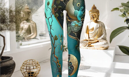 Turquoise and Cyan Yin and Yang Meditation Yoga Leggings
