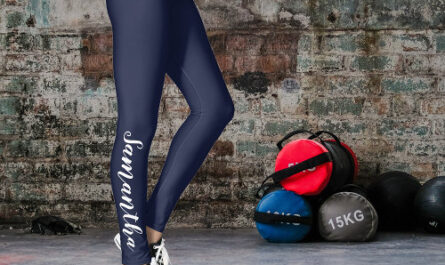 Beautiful Chic Dark Blue Script Leggings