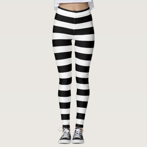 Black & White Stripes Halloween Costume Leggings