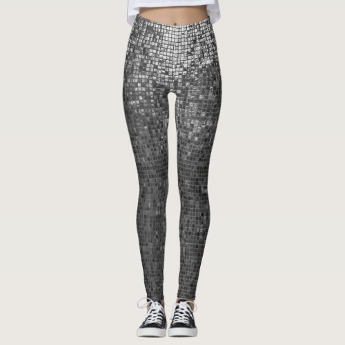 Comfy Hipster Leggings Disco Ball Silver