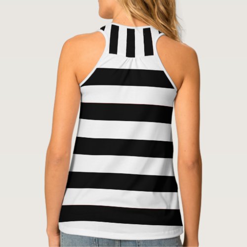 Cute Black And White Stripes Pattern Women's  Tank Top