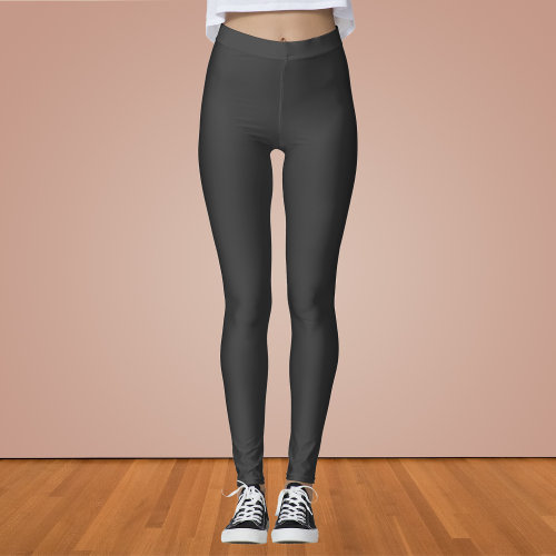 Dark Charcoal Solid Color Leggings