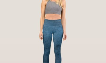 Trendy blue faux distressed leather yoga pants