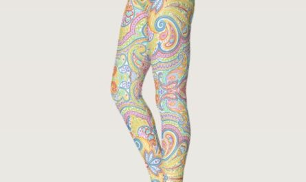 Cute Blue Orange Pink Purple White Paisley Floral Leggings