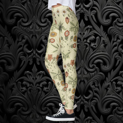 Daisy by William Morris, Vintage Victorian Flowers Leggings