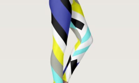 Funky Abstract Art Yellow Blue Pastel Theme Leggings