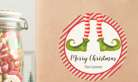 Jolly Christmas Elf Legs Stripes Holiday Classic Round Sticker