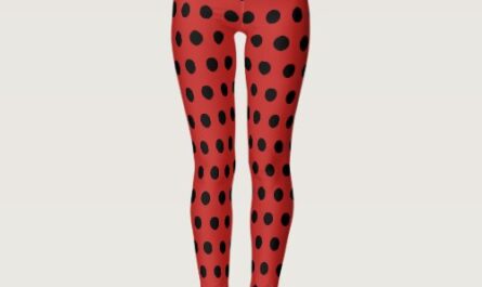 Red and black polkadot pattern leggings