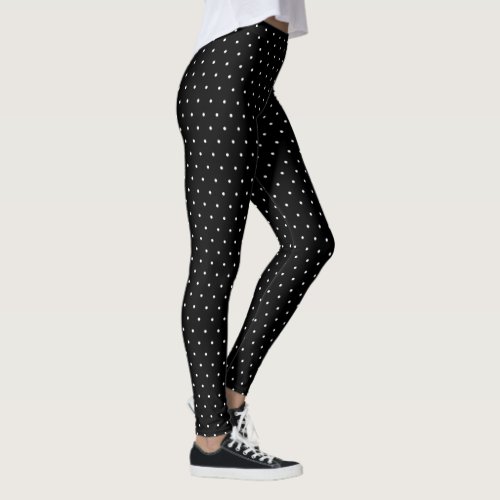 Small White Polka Dots on Custom Color Leggings