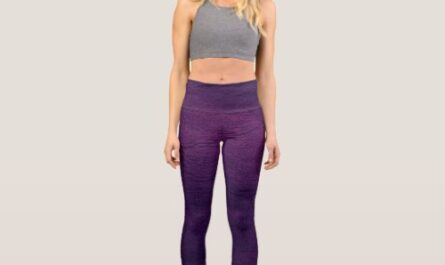 Trendy purple indigo leather like yoga pants