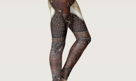 Viking Vest Armor Brown Leather Abstract Leggings