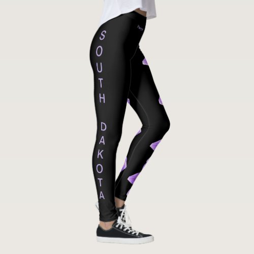 Black South Dakota State Pasque Flower Leggings