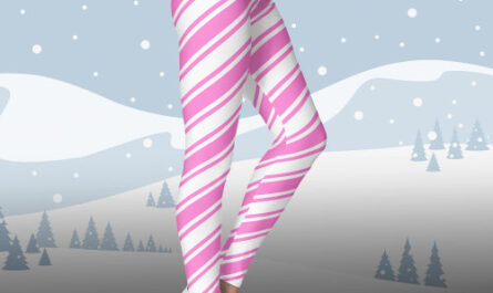 Candy Cane Diagonal Stripe White Pink Christmas Leggings