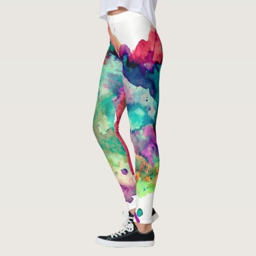 Colorful, Crazy, Unique Paint Splatter Rainbow Leggings