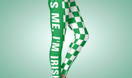 Custom Text Green And White Checkered Flag Pattern Leggings