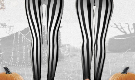 Halloween Black and white vertical stripes ombre Leggings