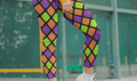 Halloween Quatrefoil Pattern Orange Purple Green Leggings