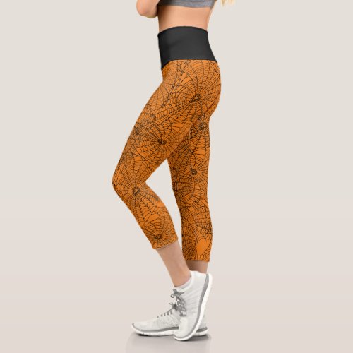 Halloween Spiderwebs Custom Color Capri Leggings